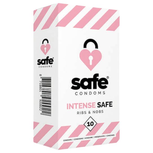 SAFE Intense - Ribbattu ja Nystyröity Kondomi (10 kpl)