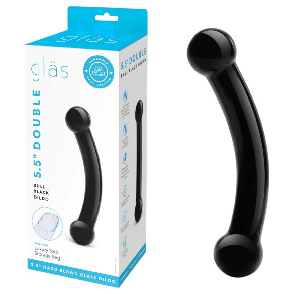 GLAS - Lasinen kaksinkertainen dildo (musta)