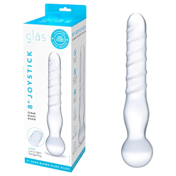 GLAS - kaksipäinen lasidildo (läpinäkyvä)