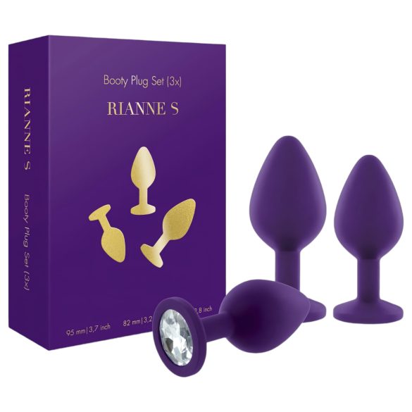 Rianne - 3-osainen silikoninen anustappi-setti (liila)
