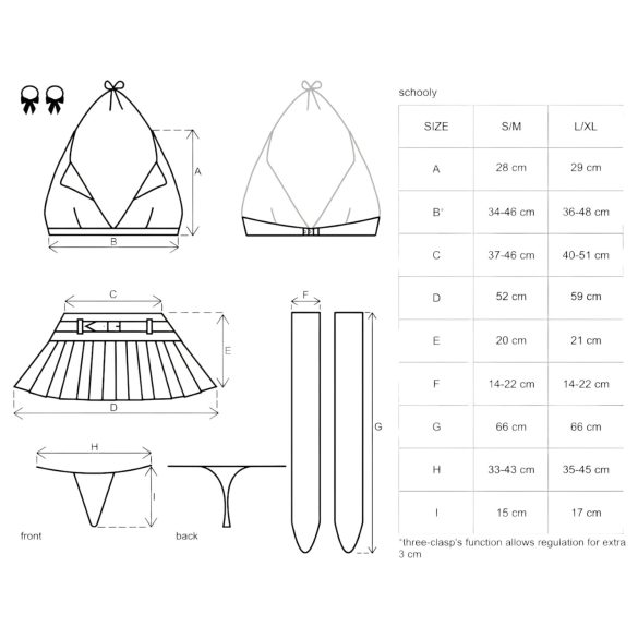 Obsessive Schooly - koulutyttöasu setti - 6 osaa - L/XL