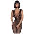Obsessive N112 - Enkelinsiipinen verkkobodysuit - Musta (S-L)