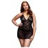 BACI Plus Size - Pitsinen babydoll kaulapannalla - Musta (XL-XXL)