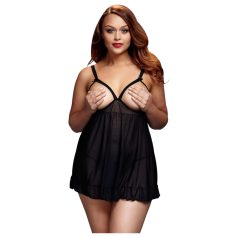 BACI Plus Size - avoin babydoll pitsi pilkut - musta XL-XXL