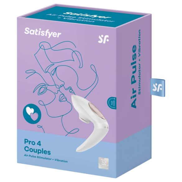 Satisfyer Pro 4 Couples - parivibraattori - ilmapulssitoiminto - valkoinen