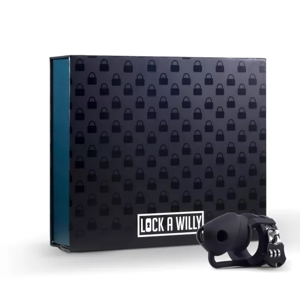 LOCK A WILLY - penisketju silikoninen lukolla - musta