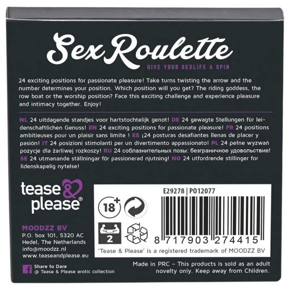 Sex Roulette Kama Sutra - erottinen lautapeli - 10 kielellä