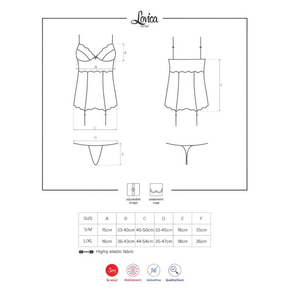 Obsessive Lovica - pitsinen sukkanauhatoppi ja stringit (punainen) - L/XL