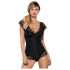 Obsessive Moketta - pitsireunainen, raidallinen body (musta) - L/XL