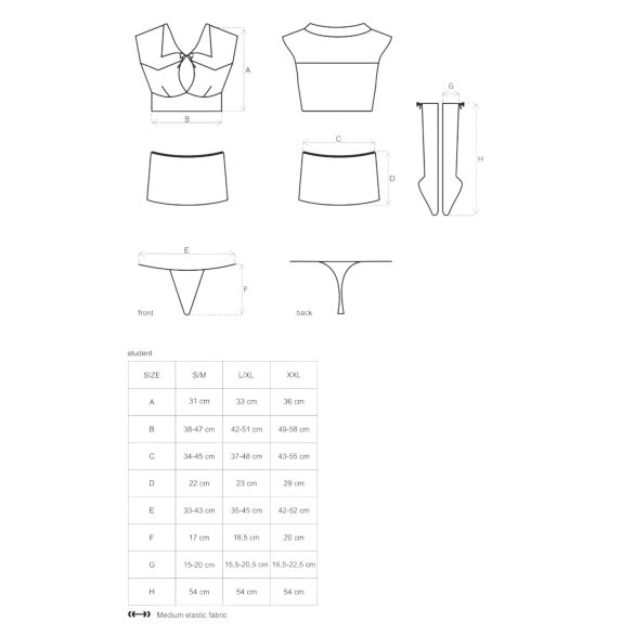 Obsessive - koulutyttöasu setti - 5 osaa
