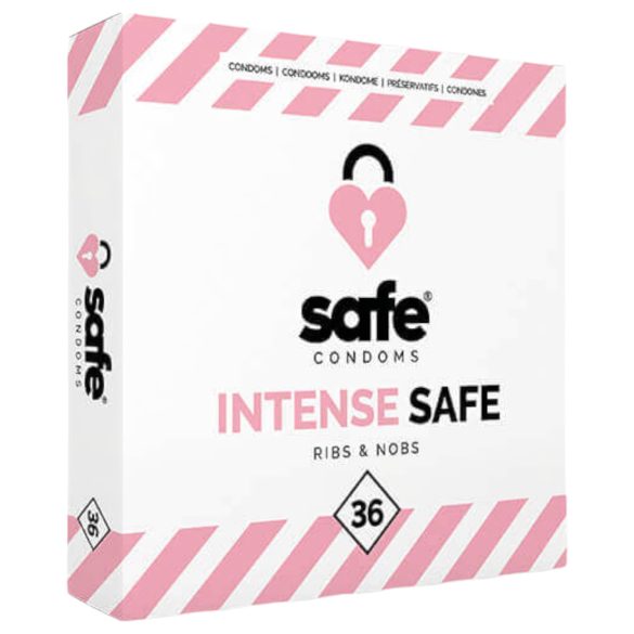 SAFE Intense Safe - Juomutettu ja nystyinen kondomi (36 kpl)