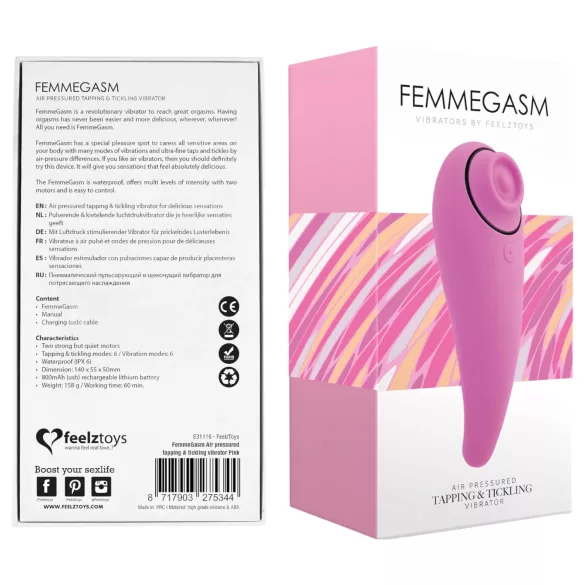 FeelzToys - klitoriskiihotin ja vibraattori 2in1 - ladattava, pinkki