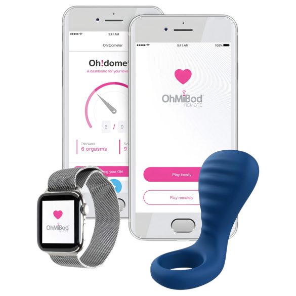 OHMIBOD Bluemotion Nex 3 - älykäs, värisevä penisrengas (sininen)