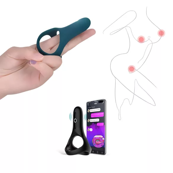 Magic Motion Rise - Sovelluksella ohjattava värisevä penisrengas miehille (vihreä)