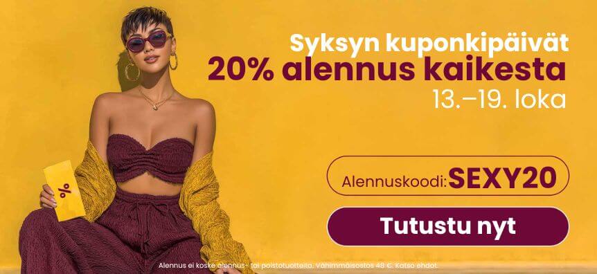 Saat 20 % alennuksen kaikista tuotteista 13.–19. loka lovesexshop.fi sex shopissa!